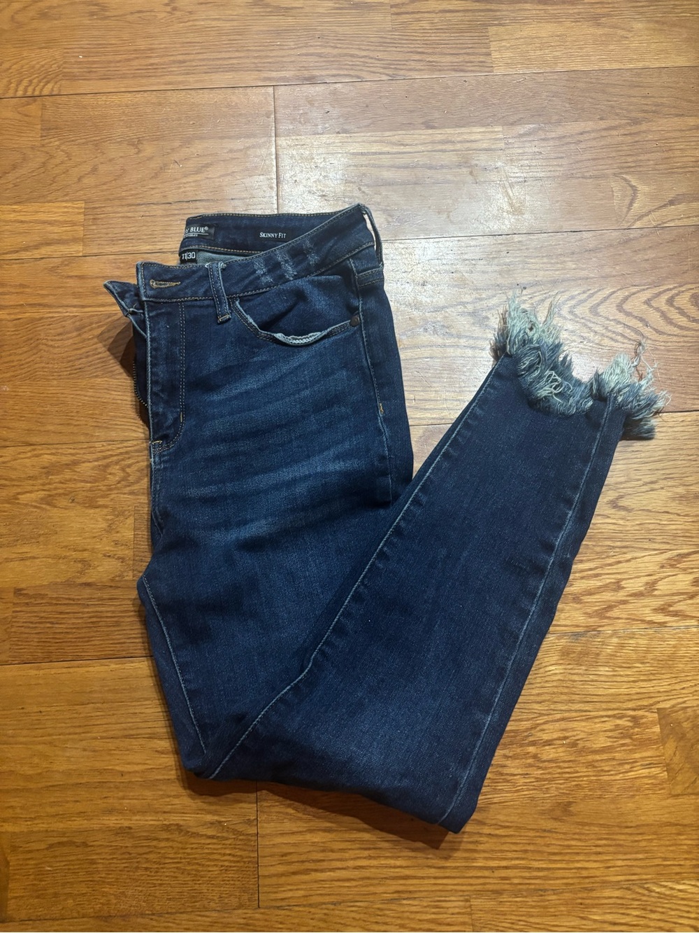 Judy Blue Dark Indigo Frayed Hem Skinny Jeans